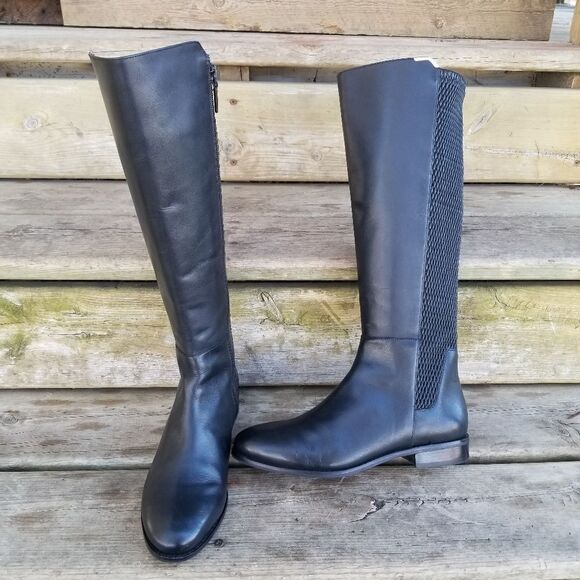 Cole Haan Rockland Black Leather Full Zip Equestrian Riding Tall Boots 7.5 - Picture 2 of 14